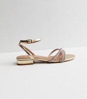 New Look Gold 2 Part Diamante Strappy Sandals
